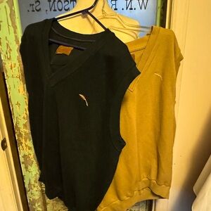 Bundle of 2 Bob Timberlake Men's Black and Gold Sweater Vest Set